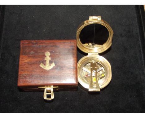 Boxed brass compass Stanley Compass