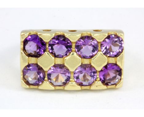 A 14ct yellow gold (stamped 14k) amethyst set ring, (R).