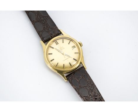 A c1970s Omega Constellation Automatic Chronometer 18ct gold cased gentleman's wristwatch, circular 34mm case, baton numerals