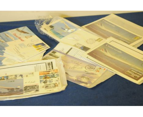 A collection of signed Concorde and Aviation First Day Covers, approx 40, with signatures from pilots, captains, and VIP pers