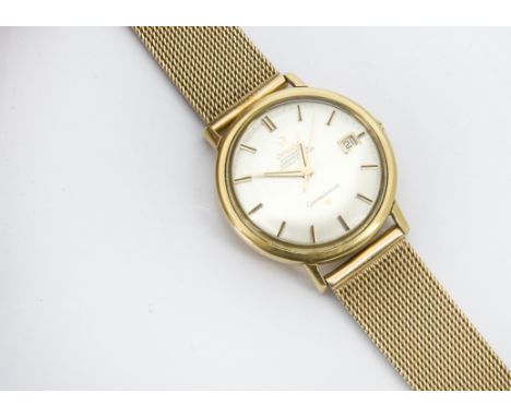 A c1970s Omega Constellation Automatic Chronometer 18ct gold cased gentleman's wristwatch, circular 35mm case, silvered dial 