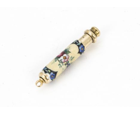 An early 20th century 9ct gold and enamelled telescopic pencil by S. Morden & Co  some chipping to the enamel