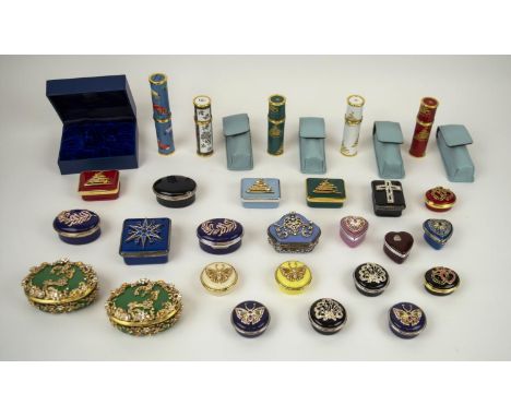HALCYON DAYS ENAMEL BOXES AND SCENT BOTTLES, varied collection bejewelled and inscribed, from the late Gloria 'Gigi' Guggenhe