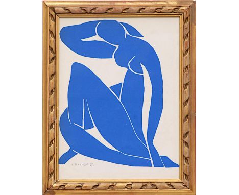 HENRI MATISSE 'Nu Bleu XII', original lithograph from the 1954 edition after Matisse's cut outs, ref: Mourlot, 37cm x 28cm, f