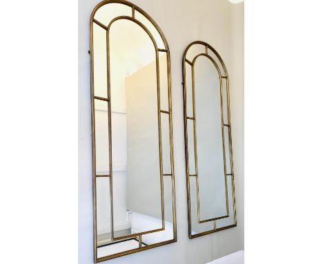 ARCHITECTURAL HALL MIRRORS, a pair, 180cm x 63cm, Regency style. (2) 