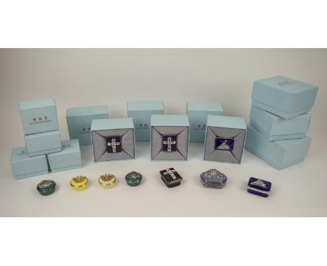 HALCYON DAYS ENAMEL BOXES, a collection of ten, boxed, from the late Gloria 'Gigi' Guggenheim Estate. (10) 