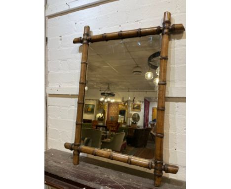 FAUX BAMBOO WALL MIRROR, 78cm x 46cm, late 19th century French. 