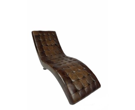 DAYBED, 175cm L, 1970's Italian style, upholstered in brown button back leather. 