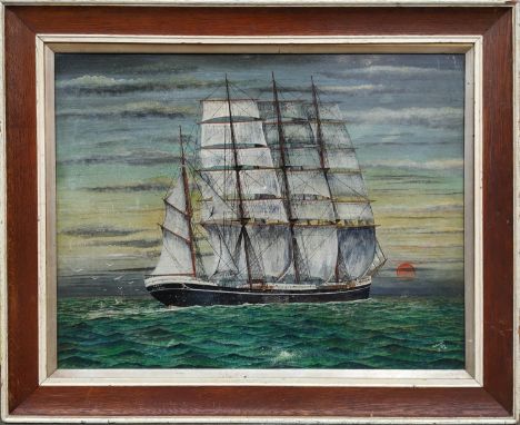 J BROWN, 'The Pamir, Marine Portrait, out of Hamburg', oil on board, 55cm x 70cm, signed, framed. 