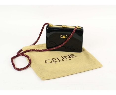 CELINE VINTAGE RESIN BAG, with top closure and front logo, with fabric strap, made in Italy, 16cm x 11cm x 5cm with dust bag.