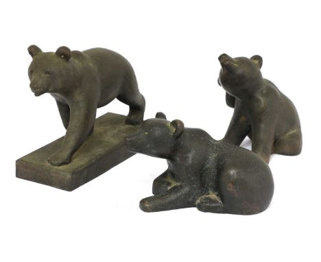 *Skule Waksvik (Norwegian, 1927-2018),three sculptures of bear cubs or 'Bjornunger', bronzes, each signed and numbered: '2/30