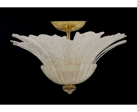 An Italian Vistosi 'Redentore' ceiling light,modern, designed by Vetreria Vistosi, with a gilt metal fitting for four lights,