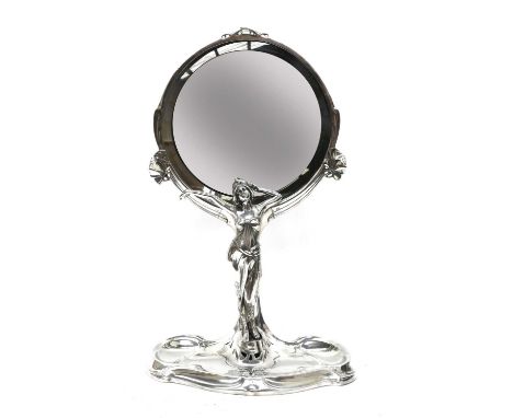 A large B&amp;G Imperial Zinn silver-plated mirror,the circular bevelled edge mirror, in a pierced and cast frame, mounted wi