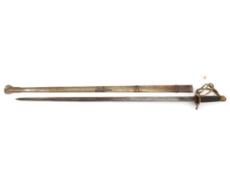 A French cuirassier broadsword,  double fullered blade 37½”, marked “Mfture Imple du Klingenthal Octobre 18”(? last two uncle