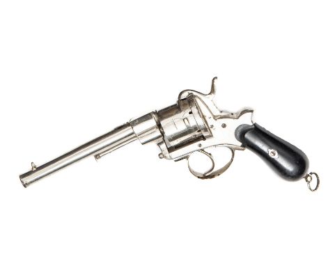 A continental 6 shot 11mm DA pinfire revolver,  10” overall, round barrel 6”, the bag shaped butt with plain ebony grips and 