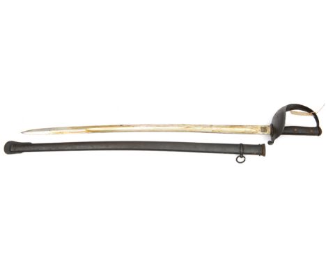 A Brazilian cavalry trooper’s sword, c 1935, slightly curved, shallow fullered blade 32½”, with maker’s “Marca Registrada” AE