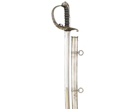 An Imperial German infantry officer’s sword,  plated pipe backed blade 30”, with knight’s head mark on one side at forte and 