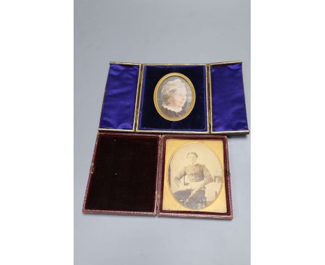 Two Victorian portrait miniatures, a lady in watercolour, height 9cm