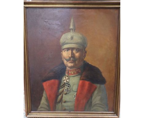 German School, circa 1917, oil on canvas, Portrait of Kaiser Wilhelm II, inscribed, possibly by Julius Feld, 82 x 68cm.
