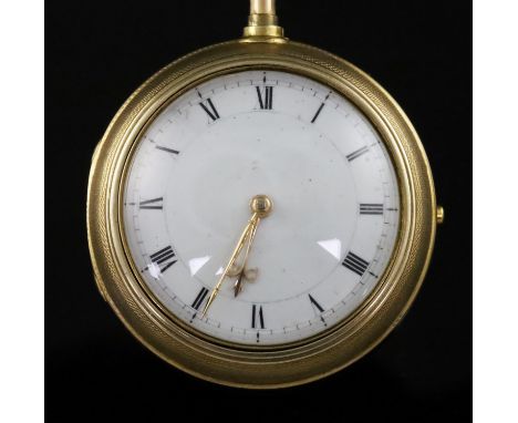 M &amp; T Dutton, London, a George III silver gilt engine-turned pierced pair-cased keywind cylinder pocket watch, No. 1516, 