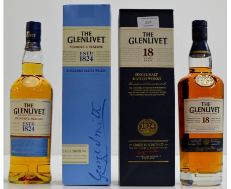THE GLENLIVET 18 YEARS OLD SINGLE MALT SCOTCH WHISKY WITH PRESENTATION BOX - 700ML, 43% VOL, TOGETHER WITH ANOTHER BOXED BOTT