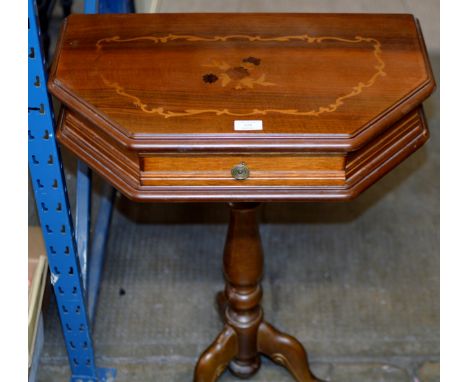 REPRODUCTION INLAID MAHOGANY TABLE WITH SINGLE DRAWER     