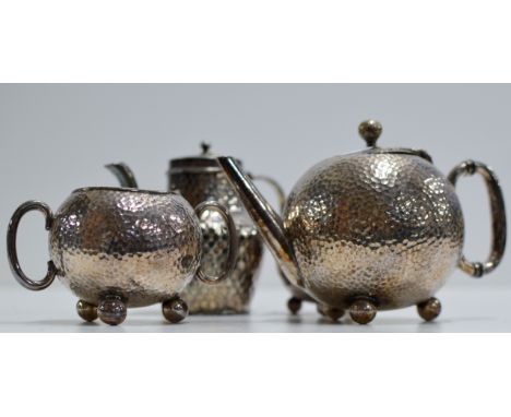4 PIECE ORNATE BEATEN EPBM TEA SERVICE     