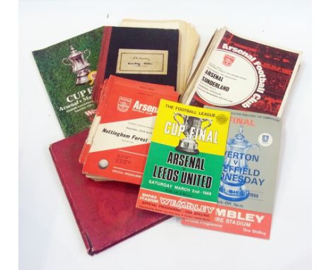 Quantity Arsenal football programmes 1966, 1970's and later, other football programmes and an album of cigarette cards includ