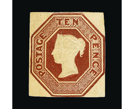 Great Britain - QV (embossed) : (SG 57) 1847-54 10d brown, Die 2, margins just clear all around, h/r, m.m.  Very Scarce. Cat 