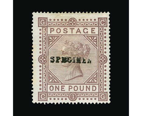 Great Britain - QV (surface printed) : (SG 129s) 1867-83 Maltese Cross £1 brown-lilac, CG, ovptd SPECIMEN Type 9 (broken lett