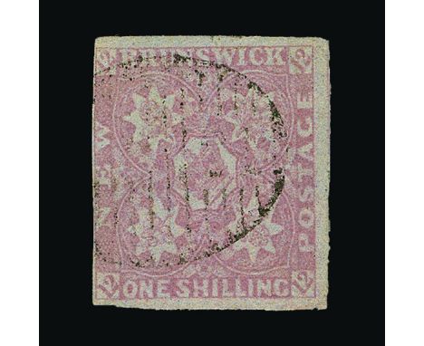 Canada - New Brunswick : (SG 6) 1851-60 1s dull mauve, 4 margins, very close at left, light oval numeral, fresh, fine used.  