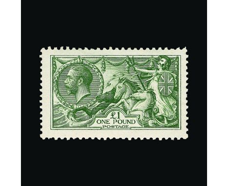 Great Britain - KGV : (SG 403) 1913 Waterlow £1 green, wonderful deep fresh colour, odd p/p, diagonal light gum crease, fine 