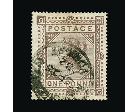 Great Britain - QV (surface printed) : (SG 129) 1867-83 wmk Maltese Cross £1 brown-lilac, DG, smudged (dated) cds, small ligh