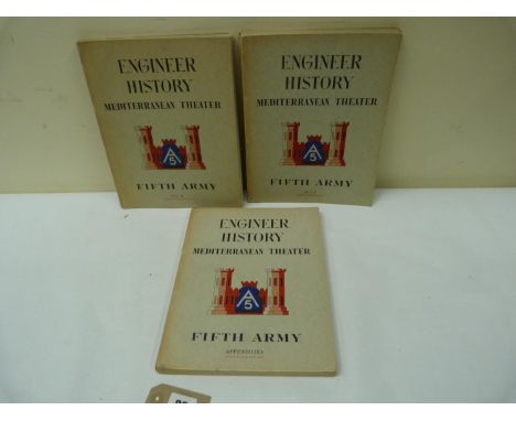 FIFTH ARMY (WWII).&nbsp;&nbsp;Engineer History, Mediterranean Theatre. Vols. 1 &amp; 2 plus Appendices vol. Illus. &amp; maps