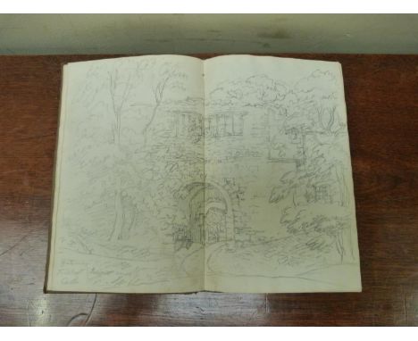 Yorkshire - Sketch Book. &nbsp;Early 19th cent. sketch book containing pencil sketches of Roche Abbey (5), Sandbeck Park (10)