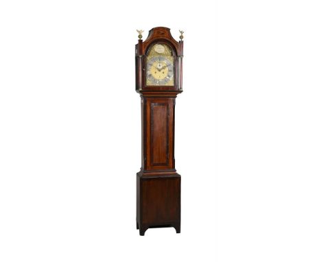 AN OAK AND MAHOGANY BANDED LONGCASE CLOCK  INCORPORATING 18TH CENTURY ELEMENTS The eight-day bell striking movement by Walker