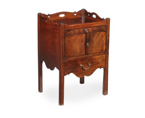 A GEORGE III MAHOGANY BEDSIDE COMMODE  CIRCA 1780 82cm high, 55cm wide, 45cm deep  Condition Report:  There are scratches, ma