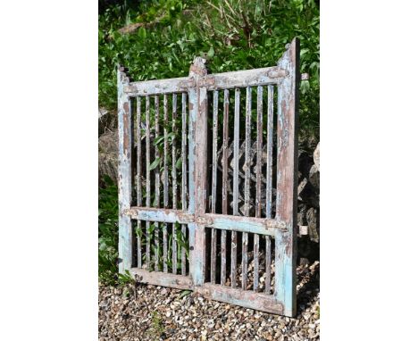 A PAINTED HARDWOOD GATE, POSSIBLY INDIAN 20TH CENTURY 101cm high, approximately 94cm span (excluding hinge fittings)  Conditi