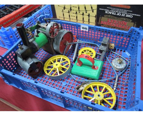 A Mamod Unboxed SRIA Live Steam "Roller", fair condition, missing burner and "Scuttle". Plus a small quantity of Mamod spares