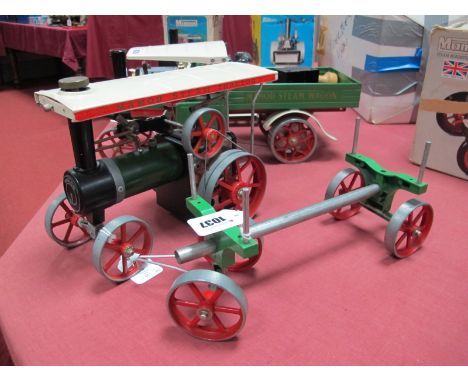 A Mamod TEIA Live Steam Traction Engine,  unboxed, in very good light steamed condition, but missing its correct burner and "