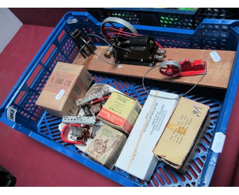 A Horizontal Engine, driven by a electric motor, two 12v Electric Motors by Trix, a Line Shaft by Multum, a Beam Engine Kit b