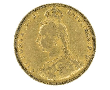 Queen Victoria, Sovereign, 1887. Queen Victoria, Sovereign, 1887, Jubilee bust l. R. St. George and dragon, London mint, edge