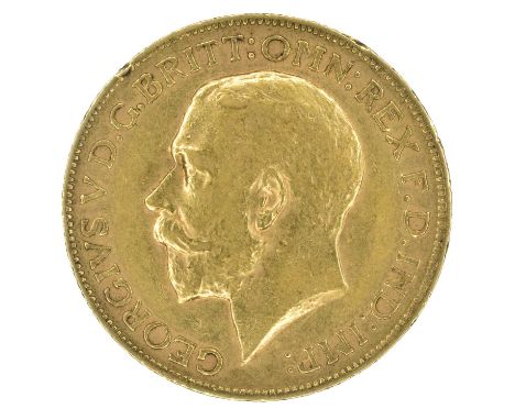 King George V, Sovereign, 1913. King George V, Sovereign, 1913, Bare head l. R. St. George and dragon, London Mint, edge mill
