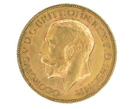 King George V, Sovereign, 1911. King George V, Sovereign, 1911, Bare head l. R. St. George and dragon, London Mint, edge mill