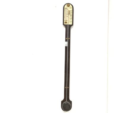 Early 20th century mahogany stick barometer and thermometer, ivorine register inscribed 'I Blatt, Brighton'  - Condition Repo