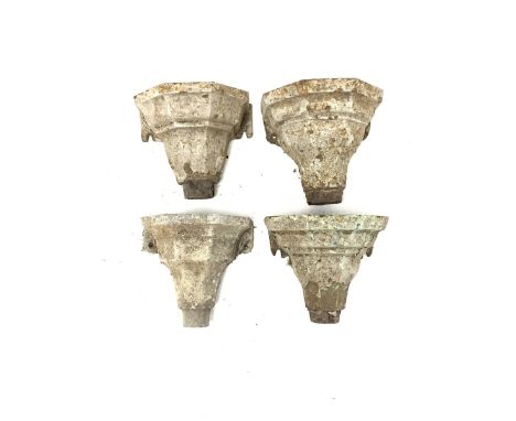 Near set of three Victorian cast iron rain hoppers, and a similar aluminium rain hopper  - Condition Report 