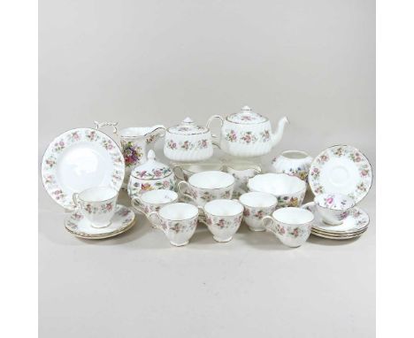 A Minton Spring Bouquet pattern part tea service, together with a Haddon Hall pattern jar and bowl and other china