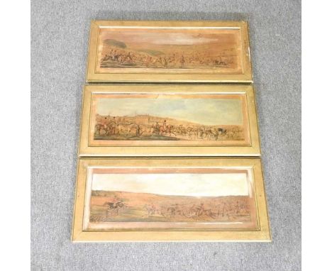 A set of three hunting prints, each 27 x 76cm (3)