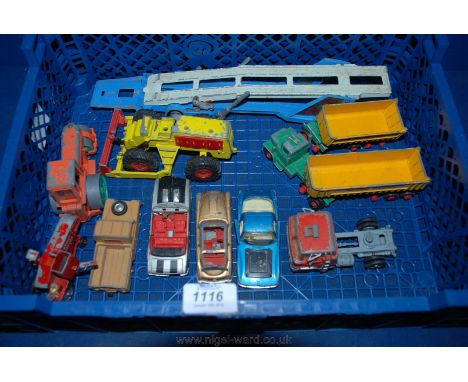 A quantity of Dinky Toys including diesel roller, Tractor dozer, Landrover, Lesney Massey Ferguson Combine, etc. eleven in al