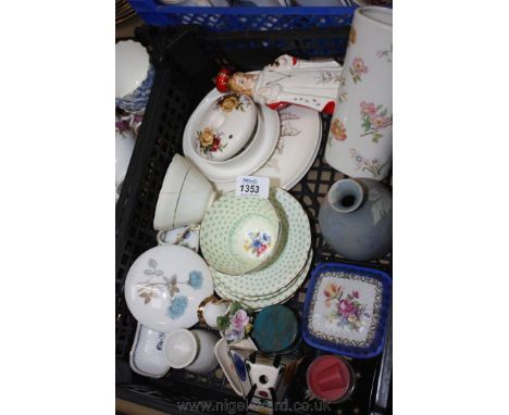 A quantity of china including trinket pots, pin trays, Paragon tea cups and saucers, etc.